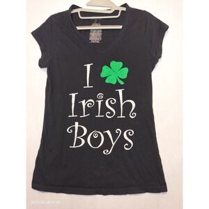 I Love‎ Irish Boys T-Shirt St Patricks Day Shamrock V Neck Top